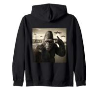 Funny Bigfoot Selfie Adventure UFOs UAP Encounter Area 51 Zip Hoodie