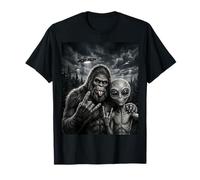 Funny Bigfoot Selfie Rock On UFO Sasquatch T-Shirt