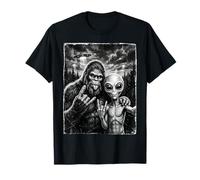 Funny Bigfoot Selfie Rock On UFO Sasquatch T-Shirt