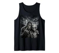 Funny Bigfoot Selfie Rock On UFO Sasquatch Tank Top
