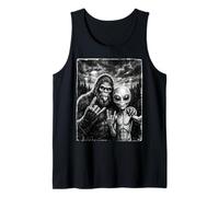 Funny Bigfoot Selfie Rock On UFO Sasquatch Tank Top