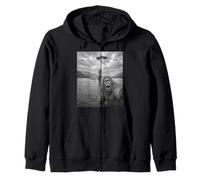 Funny Bigfoot Selfie With Loch Ness Monster And UFOs Zip Hoodie