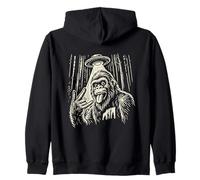 Funny Bigfoot Tee with Sasquatch and Alien Ufo Selfie Design Zip Hoodie