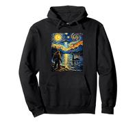 Funny Bigfoot UFO Lake Monster Van Gogh Starry Night Art Pullover Hoodie