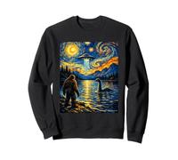 Funny Bigfoot UFO Lake Monster Van Gogh Starry Night Art Sweatshirt
