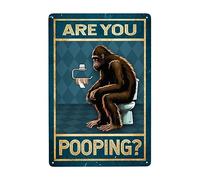 Funny Bigfoot Vintage Are You Pooping Wall Decor Tin Sign Retro Poster Bigfoot Lovers Wall Art For Garden Yard Farm Gate Fence Outdoor Club House Signs 8x12in