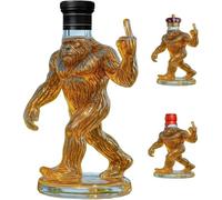 Funny Bigfoot Whiskey Bottle, 3D Sculpted Middle Finger Whiskey Glass with 12oz Decanter, Rustic Cabin Home Bar Wine Decor (A)