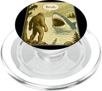 Funny Bigfoot With Shark Bruh Meme PopSockets PopGrip for MagSafe