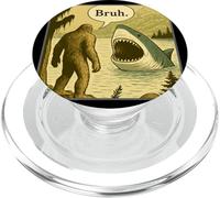 Funny Bigfoot With Shark Bruh Meme PopSockets PopGrip for MagSafe