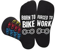 Funny Bike Socks for Men Women Dad Teenage Boys - BORN TO BIKE FORCED TO WORK Novelty Fun Funky Happy Silly Sports Socks for Cyclist - Bikerider Fathers Day Birthday Gifts Christmas Stocking Filler