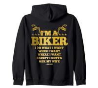 Funny Biker Do What I Want Husband Wife Motorcycle Zip Hoodie