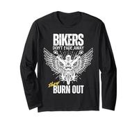 Funny Bikers Don't Fade Away They Burn Out Motorcyclist Men Long Sleeve T-Shirt