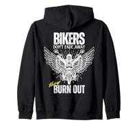 Funny Bikers Don't Fade Away They Burn Out Motorcyclist Men Zip Hoodie