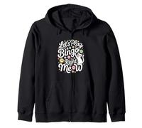 Funny Bingo Cat Lover Bingo Player Let's Play Bingo Right Zip Hoodie
