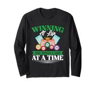 Funny Bingo Gambling Design Winning At Life One Bingo Card Long Sleeve T-Shirt