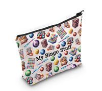 Funny Bingo Lover Gift Gambler Gift My Bingo Stuff Lucky Bingo Cosmetic Makeup Bag Bingo Player Gift (My Bingo Stuff Bag)