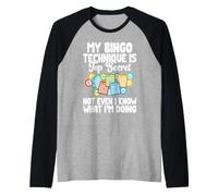 Funny Bingo Technique is Top Secret Gambling Raglan Baseball Tee