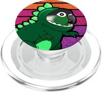 Funny Birb Parrot Vaporwave Green Cheeked Conure Dinosaur PopSockets PopGrip for MagSafe