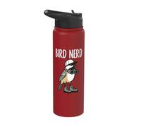 Funny Bird Nerd Watching Black-Capped Chickadee Nature Art Stainless Steel Insulated Water Bottle
