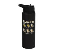 Funny Bird Watcher Gift I Love Tits Chart Stainless Steel Insulated Water Bottle