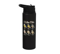 Funny Birder Gift I Like Tits Bird Chart Stainless Steel Insulated Water Bottle