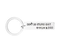 Funny Birthday and Christmas Keyring for Daughter or Son - Inspirational Encouragement Gift for Teenage Girls and Boys From Mum and Dad - Don't Do Stupid Keychain