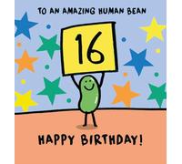 Funny Birthday Card 16th Sixteen Amazing Human Bean - Age Greeting Card