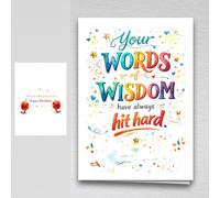 Funny Birthday Card - A5 Sarcastic Rude Humour Greeting Card with Cheeky Inside Message, “Your words of wisdom have always hit hard… We're still walking that one off”