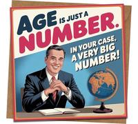Funny Birthday Card - “Age Is Just a Number (In Your Case, a Very Big Number)” - Retro Humor Design - 145mm x 145mm - Includes Kraft Envelope - For Him or Her, Friends, Men, Women