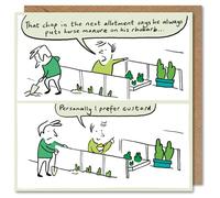 Funny Birthday Card Allotment Rhubarb Custard - Humorous Greeting Card