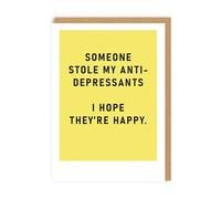 Funny Birthday Card Anti-Depressants - Stylish Artwork Humorous Greeting Card