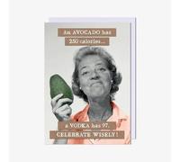 Funny Birthday Card Avocado Vodka Calories - Humorous Design Greeting Card