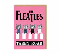 Funny Birthday Card Cat Beatles Flea Abbey Tabby Road - Humorous Greeting Card