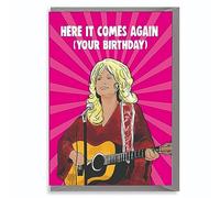 Funny Birthday Card Country Music Legend Inspired Retro Humour for Her Mum Friend Sister Fan of Classic Hits 5x7 with Envelope IN82