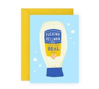 Funny Birthday Card - F-ing Hellman You Are Real Old! - Gifts for Friends, Family, Him, BFF, Middle Aged Adults, Uncle, Men - Humorous Mayo Jar Design - Comes with an Envelope & Stickers