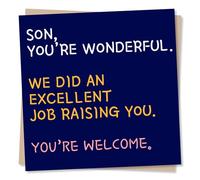 Funny Birthday Card For Adult Son - We Did An Excellent Job Raising You - Humorous Birthday Wishes From Parents - Made in UK