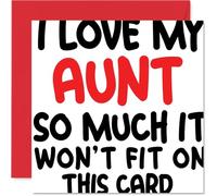 Funny Birthday Card for Aunt - Love That's Larger Than Life - Bold Red and White Design with Playful Oversized Text, Mothers' Day - 145mm Square, Envelope Included