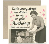 Funny Birthday Card For Best Friend, Mum, Wife, Husband, Rude Cheeky Offensive Humorous Kitchen Dishes Design - Square, Blank Inside with Premium Envelope
