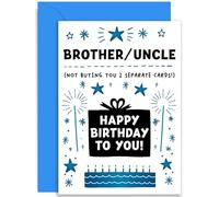 Funny Birthday Card for Brother and Uncle, 'Not Buying Two Gifts, Hilarious Humour Design for Him Men, Blank Inside