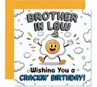 Funny Birthday Card for Brother in Law - Crack Up Their Big Day - Cartoon Egg Character with Cheerful Vibes - Guaranteed to Bring a Grin - 145mm Square, Envelope Included