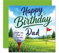 Funny Birthday Card for Dad - A Tee-rific Way to Celebrate - Playful Golf Course Scene with Punny Birthday Wish - 145mm Square, Envelope Included