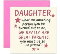 Funny Birthday Card for Daughter from Parents, You Must Be So Proud Joke - Square, Blank Inside with Premium Envelope