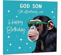 Funny Birthday Card for God Son Another Year Older Funny Cool Monkey Hilarious Birthday Card from Godparent