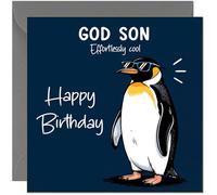 Funny Birthday Card for God Son Cool Penguin Effortlessly Cool Hilarious Birthday Card from Godparent