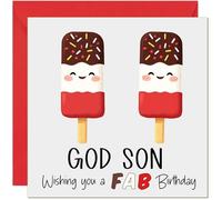 Funny Birthday Card for God Son 'FAB' Cute Fabulous Ice Lolly Hilarious Birthday Card from Godparent