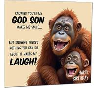 Funny Birthday Card for God Son Nothing You Can Do About It Monkey Hilarious Birthday Card from Godparent