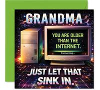 Funny Birthday Card for Grandma - Let's Face It - Retro Computer Nostalgia with 'older Than the Internet' Punchline - 145mm Square, Envelope Included