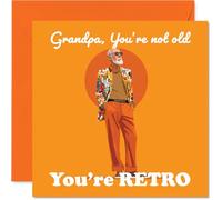 Funny Birthday Card for Grandpa - Vintage Vibes with a Wink - Bold Retro Grandpa in Vibrant Colours - A Playful Twist on Ageing - 145mm Square, Envelope Included