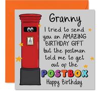 Funny Birthday Card for Granny - Outrageous Postbox Giggle - Cartoon Letterbox with Googly Eyes and Witty Caption - 145mm Square, Envelope Included