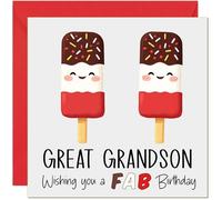 Funny Birthday Card for Great Grandson 'FAB' Cute Fabulous Ice Lolly Hilarious Birthday Card from Great Grandma Great Grandpa
